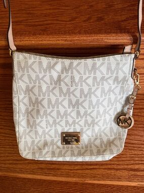 Michael Kors Beige & Cream Signature MK Crossbody